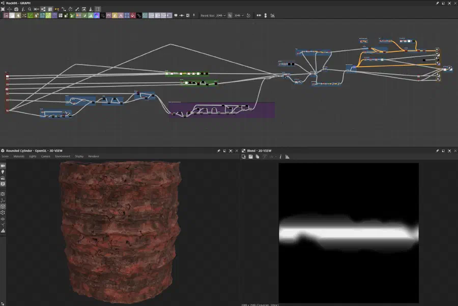 Screenshot of rock texture in Adobe Substance Designer
